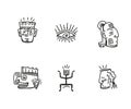 Native american inca maya icon symbols. African tribal hand drawings Royalty Free Stock Photo