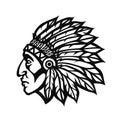 Native American Indian Chief head profile. Mascot sport team logo. Vector illustration Royalty Free Stock Photo