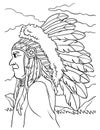 Native American Indian Chieftain Coloring Page