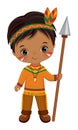 Native American Indian Cute Little Boy with Arrow