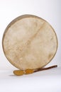 Native American Indian Deerskin Drum and Drumstick Royalty Free Stock Photo