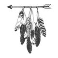 Native American Indian Dreamcatcher with feathers. Royalty Free Stock Photo