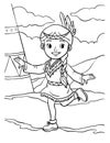 Native American Indian Girl Dancing Coloring Page Royalty Free Stock Photo