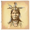 Native American, Indian - An hand drawn vector sketch, freehand Royalty Free Stock Photo