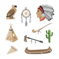 Native american indian icons Royalty Free Stock Photo