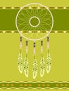 Native american indian magical dreamcatcher with sacred feathers Royalty Free Stock Photo