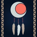 Native american indian magical dreamcatcher with sacred feathers Royalty Free Stock Photo