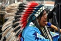 Native american indian plays flute