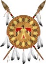 Native american indian shield and spears