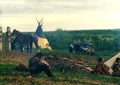 Native American indian sitting on the ground