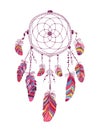 Native American Indian Talisman Dream Catcher with Feathers. Royalty Free Stock Photo