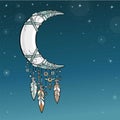 Native American Indian talisman dreamcatcher with feathers. Royalty Free Stock Photo