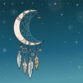 Native American Indian talisman dreamcatcher with feathers. Royalty Free Stock Photo