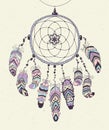 Native American Indian Talisman Dreamcatcher with Feathers. Royalty Free Stock Photo