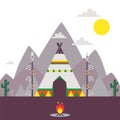 Native American indian tent, traditional teepee vector illustration Royalty Free Stock Photo