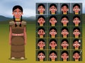 Native American Indian Woman Cartoon Emotion faces Vector Illustration Royalty Free Stock Photo