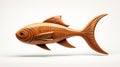 Native American Inspired 3d Gold Fish Illustration In Wood