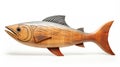 Native American Inspired Wood Sculpture Of An Orange And Brown Fish