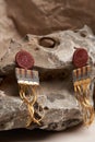 Native american jewelry. Old Vintage Navajo earrings Royalty Free Stock Photo