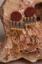 Native american jewelry. Old Vintage Navajo earrings Royalty Free Stock Photo