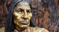 Native american man face sculpture