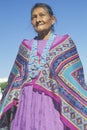 Native American Navajo woman in colorful beads and shawl, Los Angeles, CA Royalty Free Stock Photo