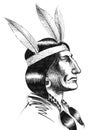 Native American profile Royalty Free Stock Photo