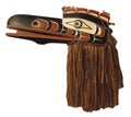 A Native American Raven mask on a white background