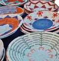 NATIVE AMERICAN STRAW WOVEN BASKET PLATES