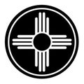 Native american sun symbol in a black circle Royalty Free Stock Photo