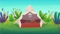 Native American teepee house wigwam indian ethnic culture triangle tent at nature background , vector cartoon kids illustration Royalty Free Stock Photo