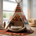 Native American teepee shaped big chair in the room Royalty Free Stock Photo