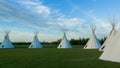 Native American Tepees on the Prairies at Sunset Royalty Free Stock Photo