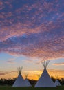 Native American Tepees on the Prairies at Sunset Royalty Free Stock Photo
