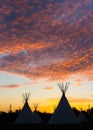 Native American Tepees on the Prairies at Sunset