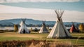 The native american tipi. teepees encampment.