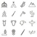 Native American Tribe Culture Icons Thin Line Vector Illustration Set Royalty Free Stock Photo