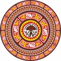 Native American vector round colored pattern. Geometric shapes in a circle. Royalty Free Stock Photo