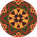 Native American vector round colored pattern. Geometric shapes in a circle. Royalty Free Stock Photo
