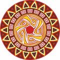 Native American vector round colored pattern. Royalty Free Stock Photo