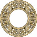 Native American vector round gold with black pattern. Geometric shapes in a circle. Royalty Free Stock Photo
