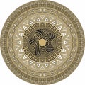 Native American vector round gold with black pattern. Royalty Free Stock Photo