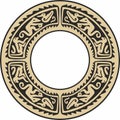 Native American vector round gold with black pattern. Royalty Free Stock Photo