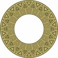 Native American vector round gold with green pattern. Royalty Free Stock Photo