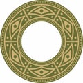 Native American vector round gold with green pattern. Royalty Free Stock Photo