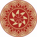 Native American vector round gold with red pattern. Royalty Free Stock Photo