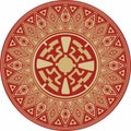 Native American vector round gold with red pattern. Royalty Free Stock Photo