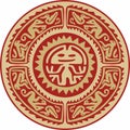 Native American vector round gold with red pattern. Royalty Free Stock Photo