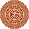 Native American vector round gold with red pattern. Royalty Free Stock Photo
