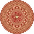 Native American vector round gold with red pattern. Royalty Free Stock Photo
